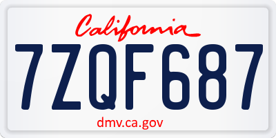 CA license plate 7ZQF687