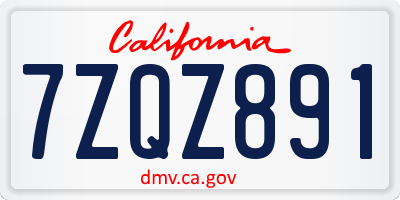 CA license plate 7ZQZ891