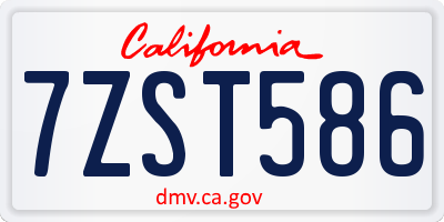 CA license plate 7ZST586