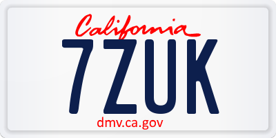 CA license plate 7ZUK