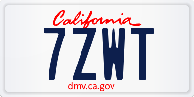 CA license plate 7ZWT