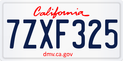 CA license plate 7ZXF325