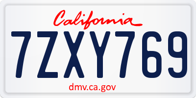 CA license plate 7ZXY769