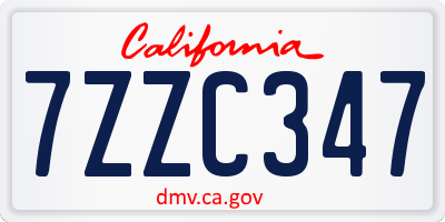 CA license plate 7ZZC347