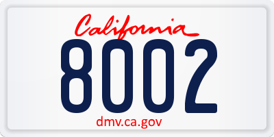 CA license plate 8002