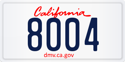 CA license plate 8004