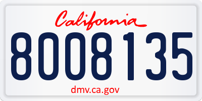 CA license plate 8008135