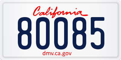 CA license plate 80085