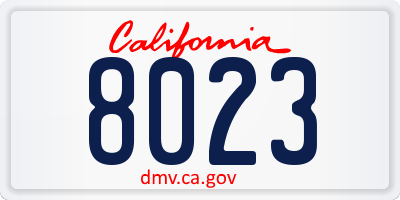 CA license plate 8023