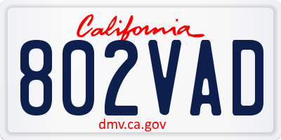 CA license plate 802VAD