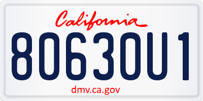 CA license plate 80630U1