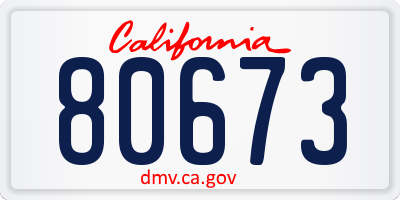 CA license plate 80673