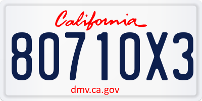 CA license plate 80710X3