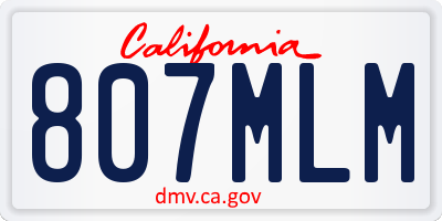 CA license plate 807MLM