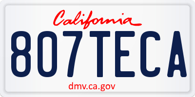 CA license plate 807TECA