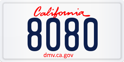 CA license plate 8080