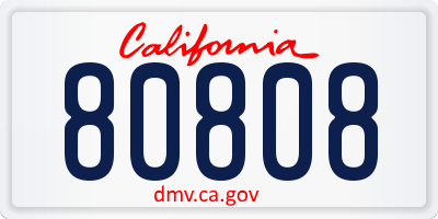 CA license plate 80808