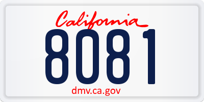 CA license plate 8081