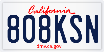 CA license plate 808KSN