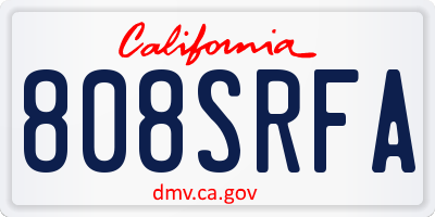 CA license plate 808SRFA