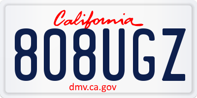 CA license plate 808UGZ