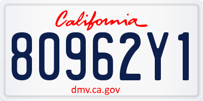 CA license plate 80962Y1