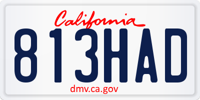 CA license plate 813HAD