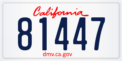 CA license plate 81447