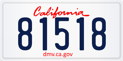 CA license plate 81518