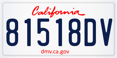 CA license plate 81518DV