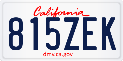 CA license plate 815ZEK