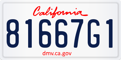 CA license plate 81667G1