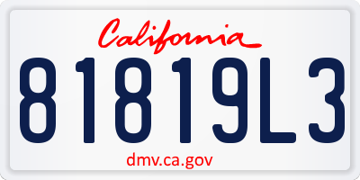 CA license plate 81819L3