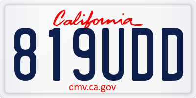 CA license plate 819UDD