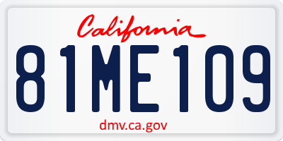 CA license plate 81ME109