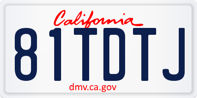 CA license plate 81TDTJ