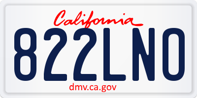 CA license plate 822LNO