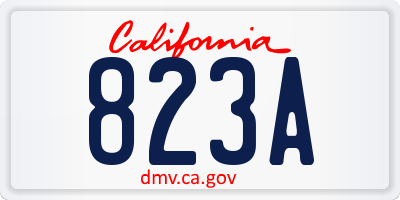 CA license plate 823A