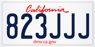 CA license plate 823JJJ