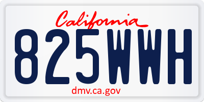 CA license plate 825WWH