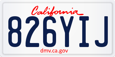 CA license plate 826YIJ