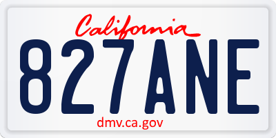 CA license plate 827ANE