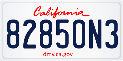 CA license plate 82850N3