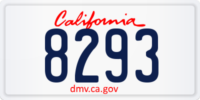 CA license plate 8293