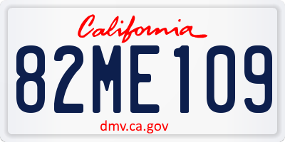 CA license plate 82ME109