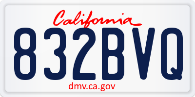 CA license plate 832BVQ