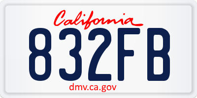 CA license plate 832FB