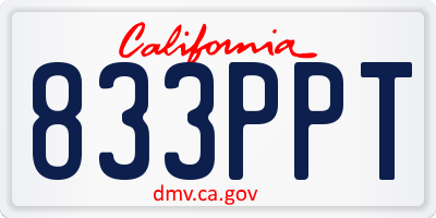 CA license plate 833PPT