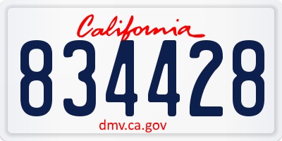 CA license plate 834428