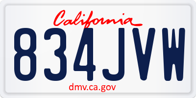 CA license plate 834JVW